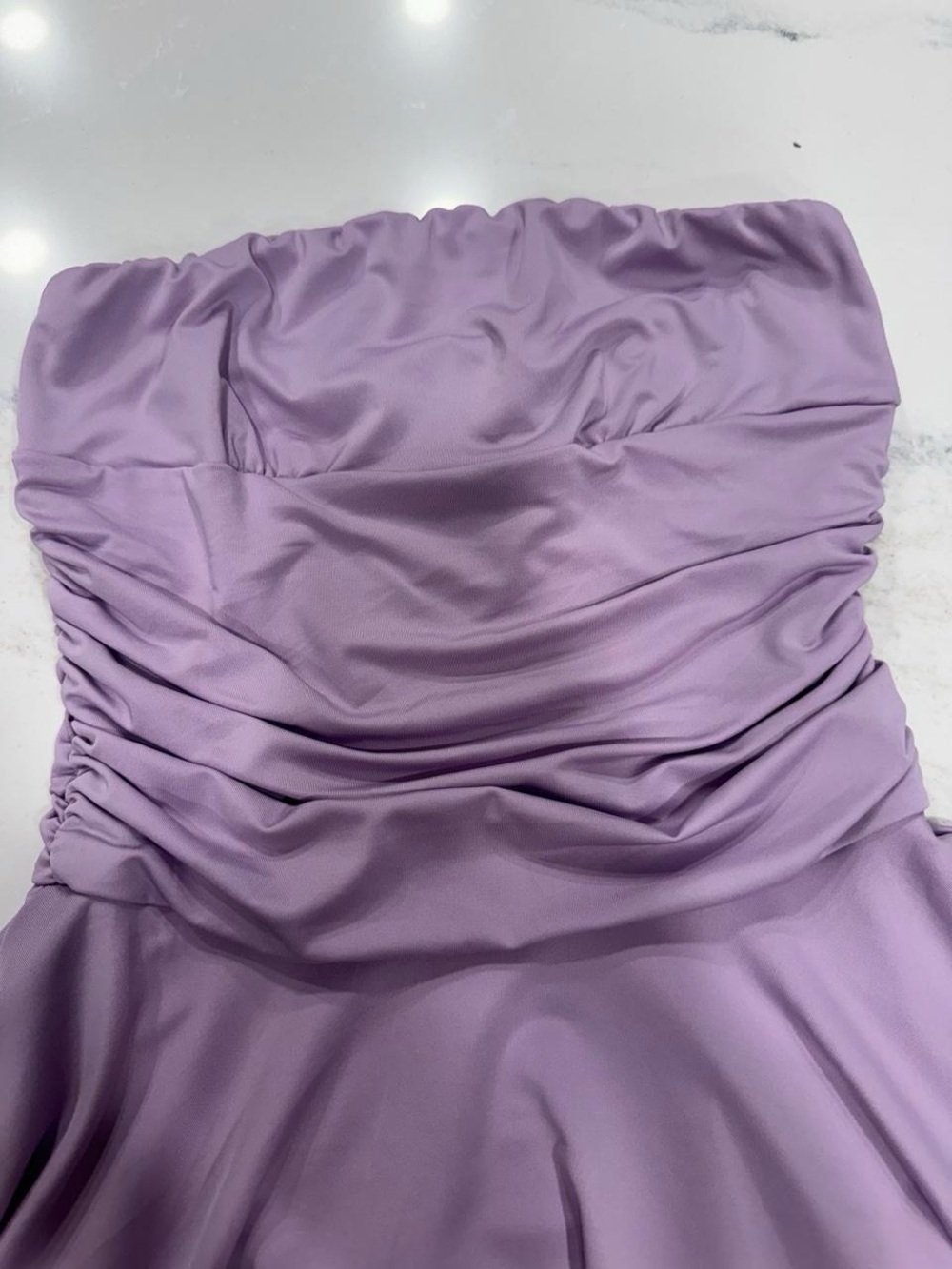 Like New Strapless Ruched Lavender Dress